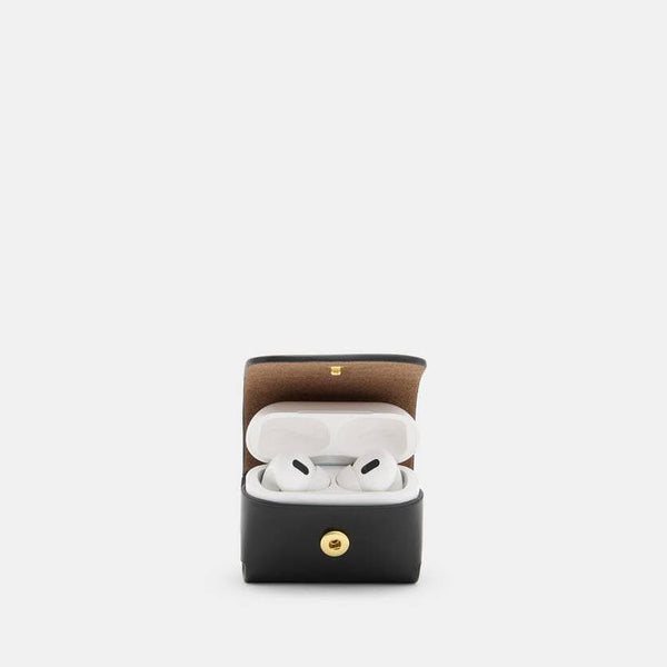 AllSaints AirPod Leather Case in Black