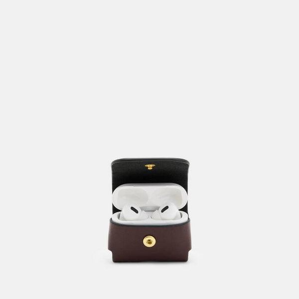 AllSaints AirPod Leather Case in Burnt Red