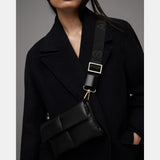Allsaints Ezra Leather Quilted Crossbody Bag in Black
