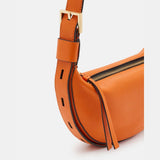 Allsaints Half Moon Leather Crossbody Bag in Pyrole Orange