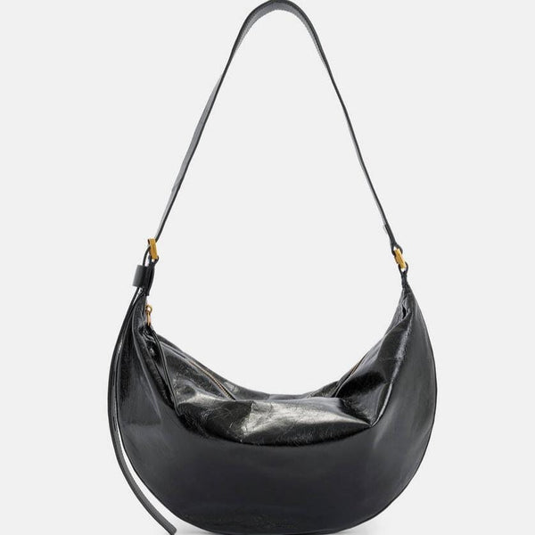 AllSaints Half Moon Leather Shoulder Bag in Black