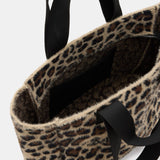 AllSaints Izzy Leopard Print Logo Tote Bag in Black/Brown