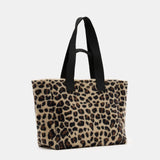 AllSaints Izzy Leopard Print Logo Tote Bag in Black/Brown