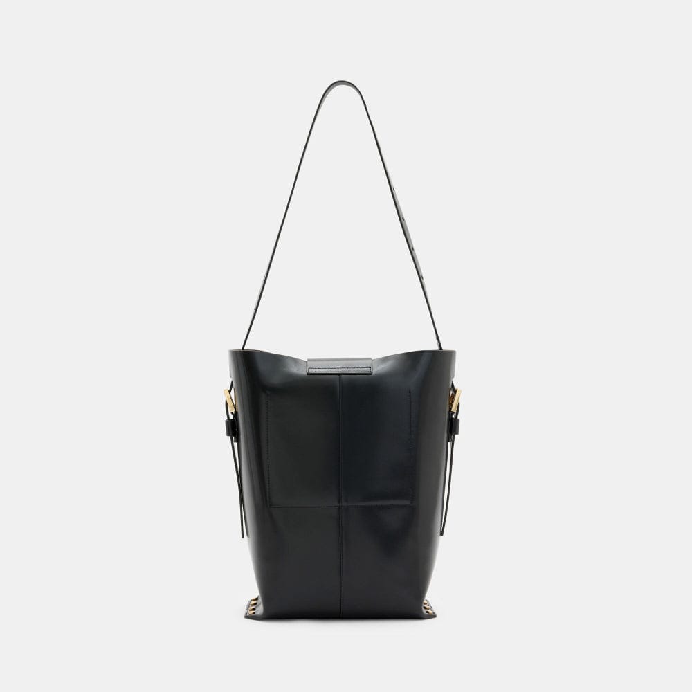 Allsaints Miro Adjustable Leather Shoulder Bag in Black