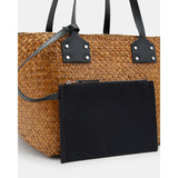 Allsaints Mosley Straw Tote Bag in Almond Beige