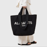 AllSaints Ali Logo Canvas Tote Bag In Black