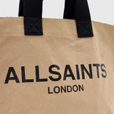 AllSaints Ali Logo Canvas Tote Bag In Mink Brown