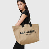 AllSaints Ali Logo Canvas Tote Bag In Mink Brown