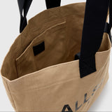 AllSaints Ali Logo Canvas Tote Bag In Mink Brown