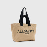 AllSaints Ali Logo Canvas Tote Bag In Mink Brown