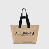 AllSaints Ali Logo Canvas Tote Bag In Mink Brown