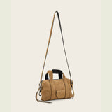 AllSaints Ares Compact Suede Crossbody in Biscuit Brown