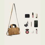 AllSaints Ares Compact Suede Crossbody in Biscuit Brown