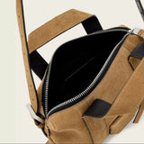 AllSaints Ares Compact Suede Crossbody in Biscuit Brown