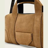 AllSaints Ares Compact Suede Crossbody in Biscuit Brown