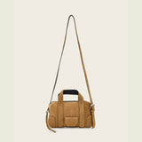 AllSaints Ares Compact Suede Crossbody in Biscuit Brown