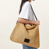 AllSaints Asha Woven Straw Hobo Shoulder Bag in Natural