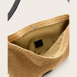 AllSaints Asha Woven Straw Hobo Shoulder Bag in Natural