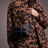 AllSaints Eve Leather Quilted Crossbody Bag in Black