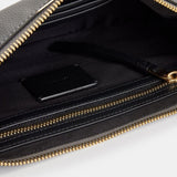 AllSaints Half Moon Leather Crossbody Bag in Slate Grey