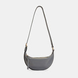 AllSaints Half Moon Leather Crossbody Bag in Slate Grey