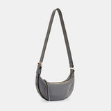 AllSaints Half Moon Leather Crossbody Bag in Slate Grey