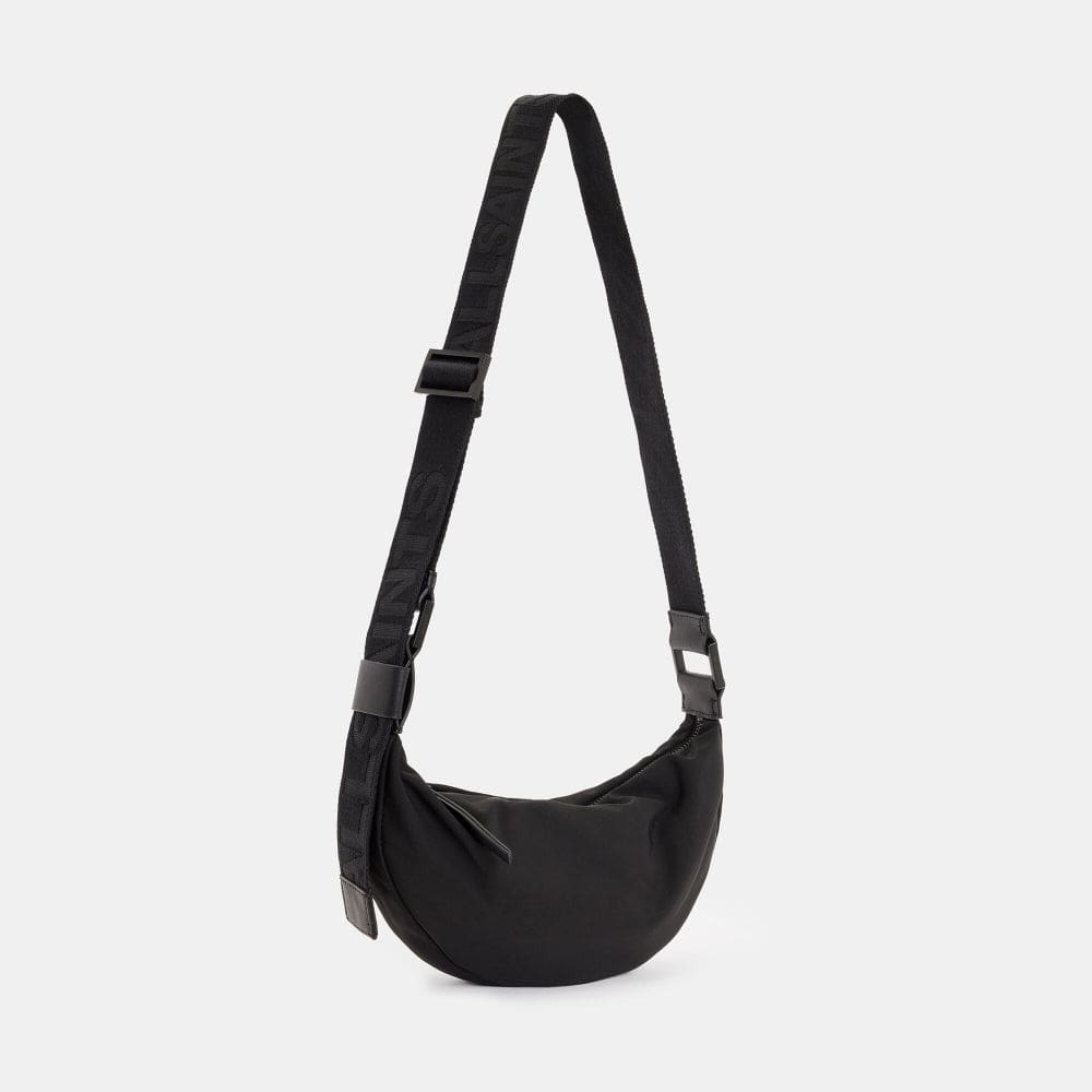 AllSaints Half Moon Nylon Crossbody Bag in Black