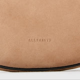AllSaints Half Moon Suede Crossbody Bag In Mink Brown
