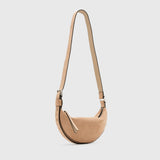 AllSaints Half Moon Suede Crossbody Bag In Mink Brown
