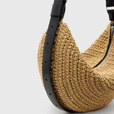 AllSaints Half Moon Waxed Cotton Shoulder Bag In Natural Brown