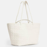 AllSaints Hannah Leather Studded Tote Bag Salt Lake White