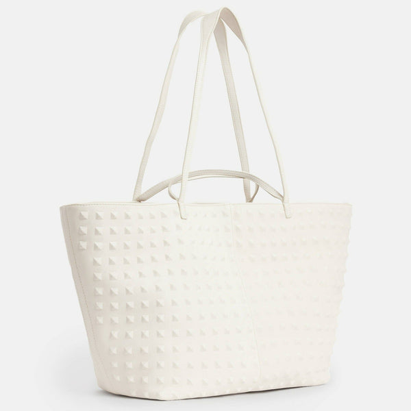 AllSaints Hannah Leather Studded Tote Bag Salt Lake White