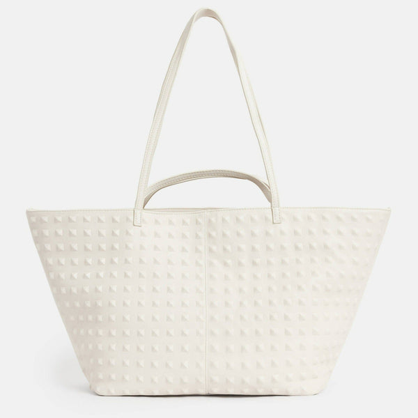 AllSaints Hannah Leather Studded Tote Bag Salt Lake White