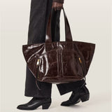 AllSaints Jean Rey Leather Tote Bag in Cognac Brown