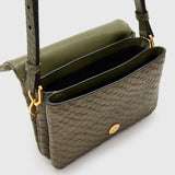 AllSaints Jupiter Snake Effect Leather Crossbody Bag In Military Green