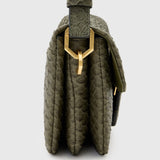 AllSaints Jupiter Snake Effect Leather Crossbody Bag In Military Green
