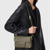 AllSaints Jupiter Snake Effect Leather Crossbody Bag In Military Green