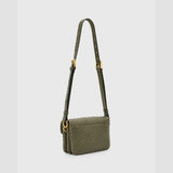 AllSaints Jupiter Snake Effect Leather Crossbody Bag In Military Green