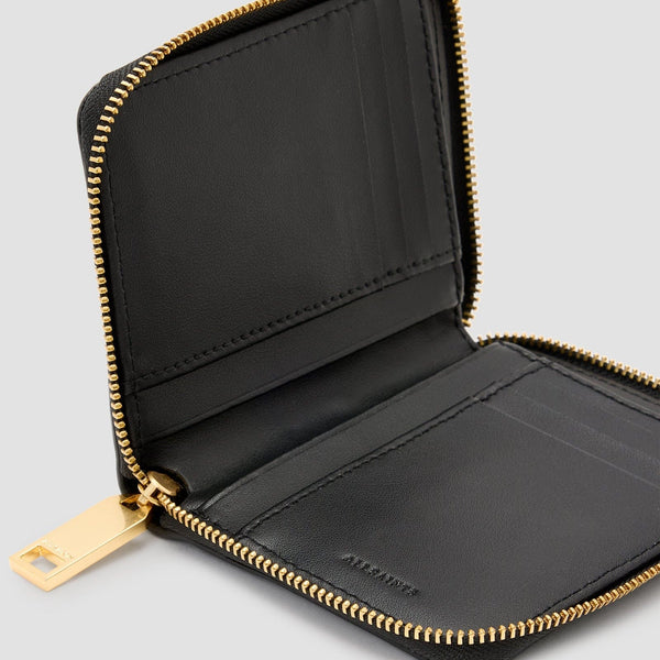 AllSaints Lena Leather Zip Wallet In Black