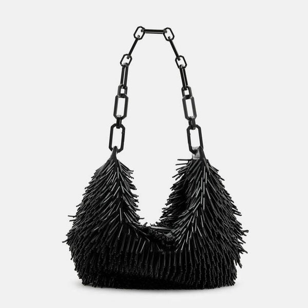 AllSaints Madea Chain Strap Beaded Bag in Black
