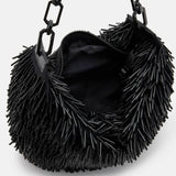 AllSaints Madea Chain Strap Beaded Bag in Black