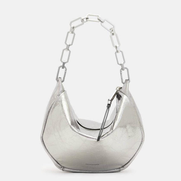 AllSaints Madea Mini Chain Strap Leather Bag in Gunmetal Grey