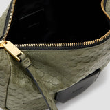 AllSaints Madea Snake Crossbody Bag In Military Green