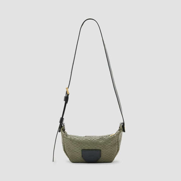 AllSaints Madea Snake Crossbody Bag In Military Green