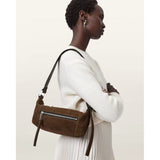 AllSaints Vega Suede Mini Bag In Fango Brown