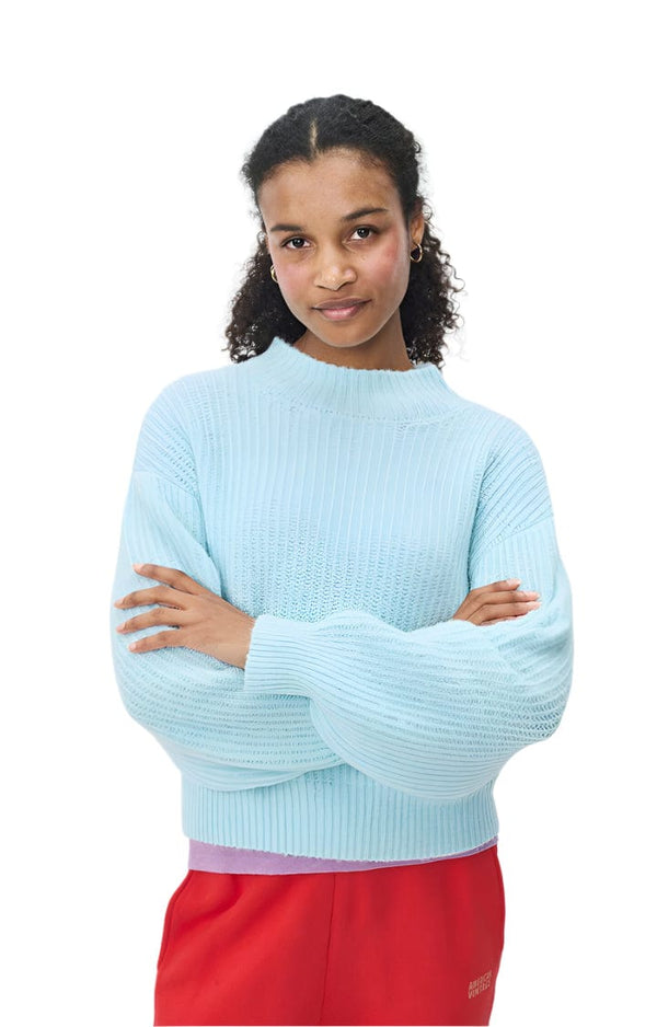 American Vintage East Long Sleeve Knit Jumper in Crystal Blue