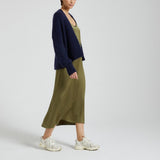 American Vintage East Open Cardigan With Shawl Collar In Navy