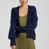 American Vintage East Open Cardigan With Shawl Collar In Navy