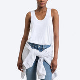 American Vintage Jacksonville Cotton Mix Vest Top In White