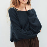 American Vintage Women's Jumper Damsville in Navy Blue Black Melange